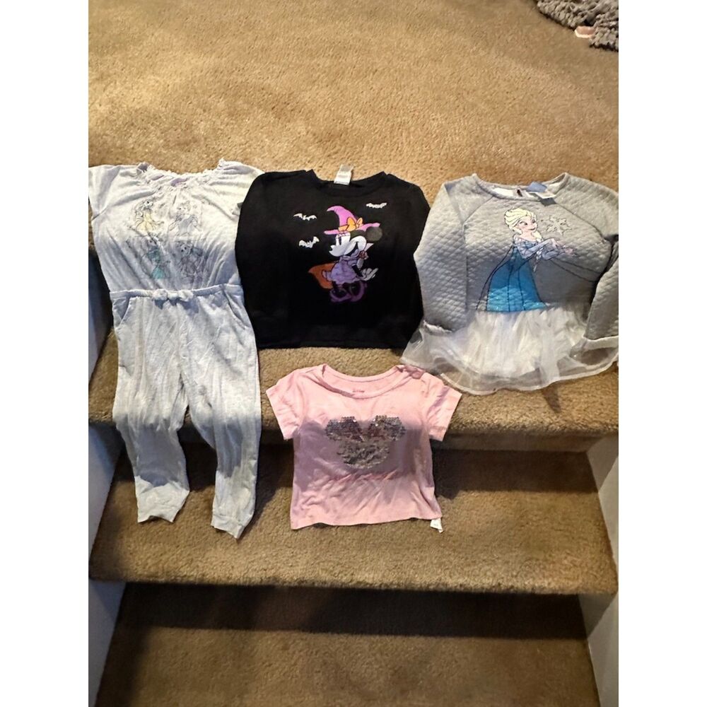 Lot of Girl Disney Clothes - Romper and Tops Size 4T